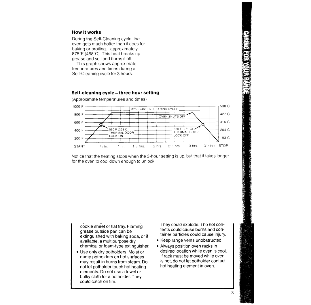 Whirlpool RF396PXV manual Cycle-three Hour Setting Approxrmate, Times 