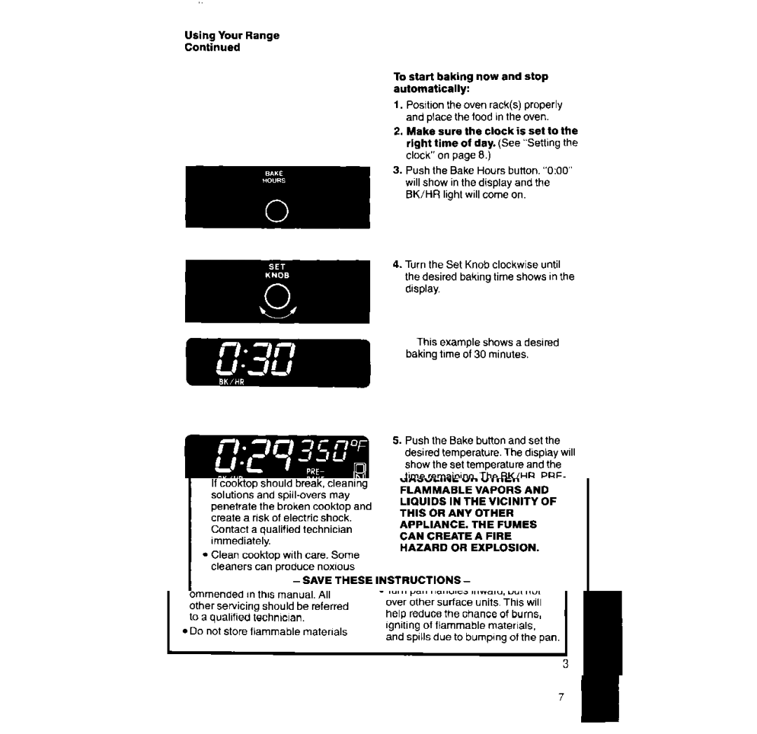 Whirlpool RF396PXX, RF396PCX manual Using Your Range To start baking now and stop automatically, Display 