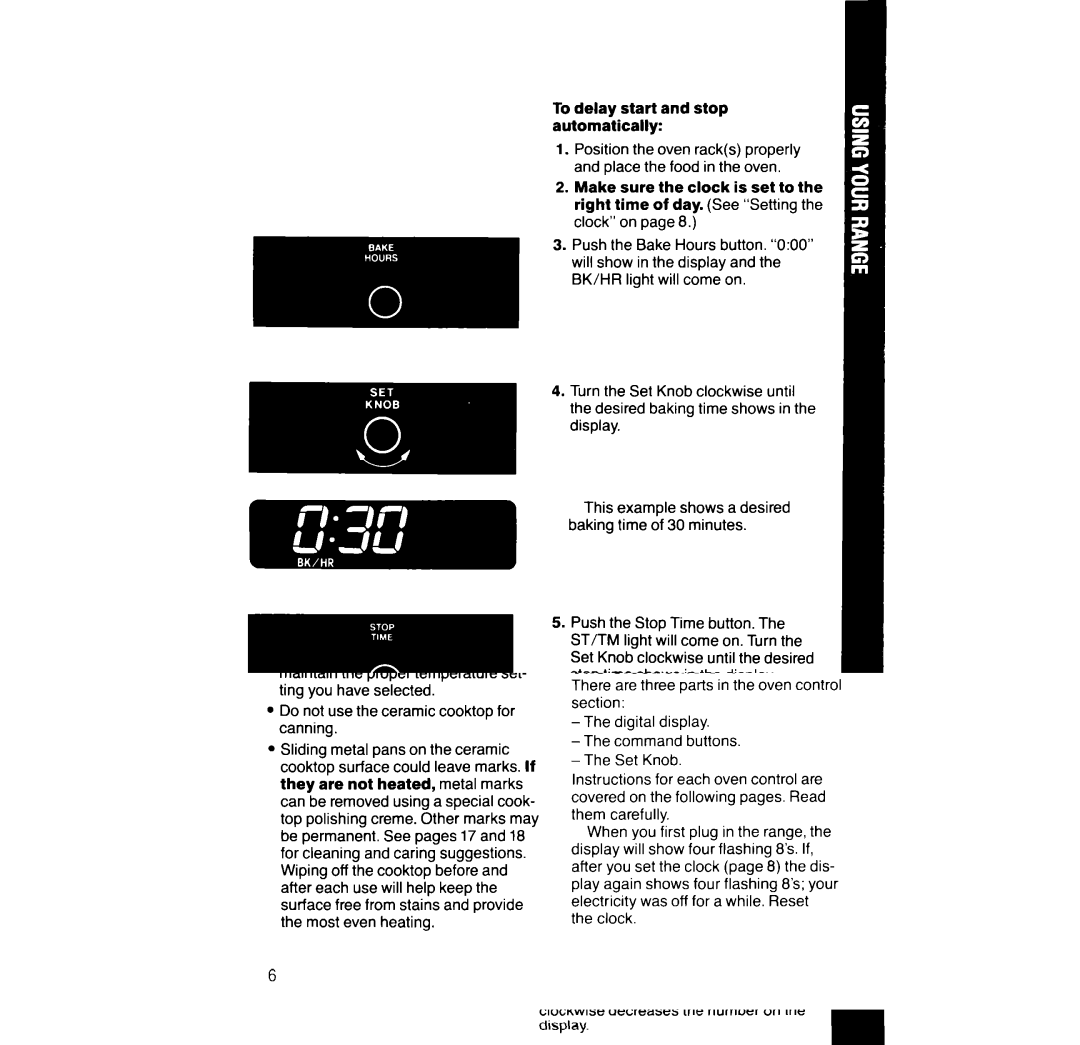 Whirlpool RF396PCX, RF396PXX manual To delay start and stop automatically 