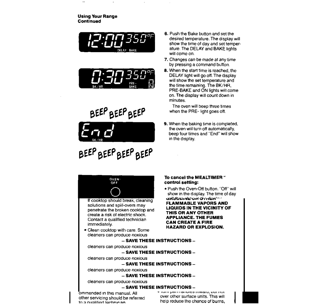 Whirlpool RF396PXX, RF396PCX manual Using Your Range, On. The display will count down in minutes 