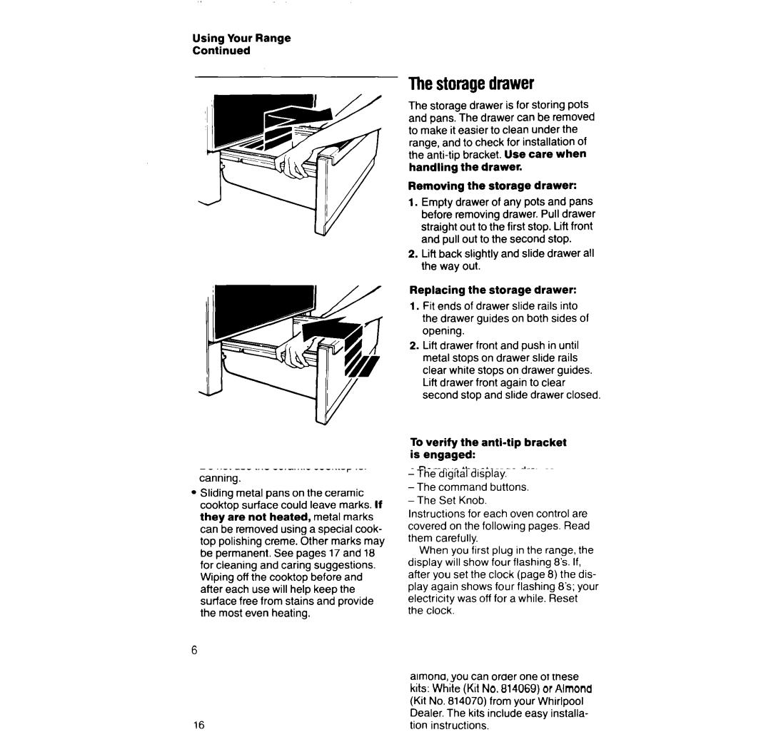 Whirlpool RF396PXX, RF396PCX Thestoragedrawer, Optionaldoorpanelpat, See Installation Instructions for further details 