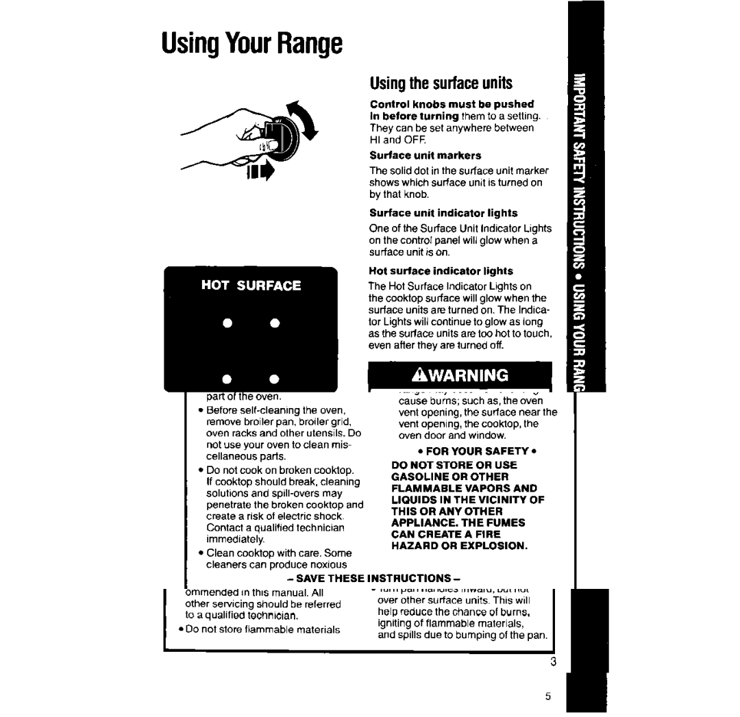 Whirlpool RF396PCX, RF396PXX manual Ii’, Usingthe surfaceunits 