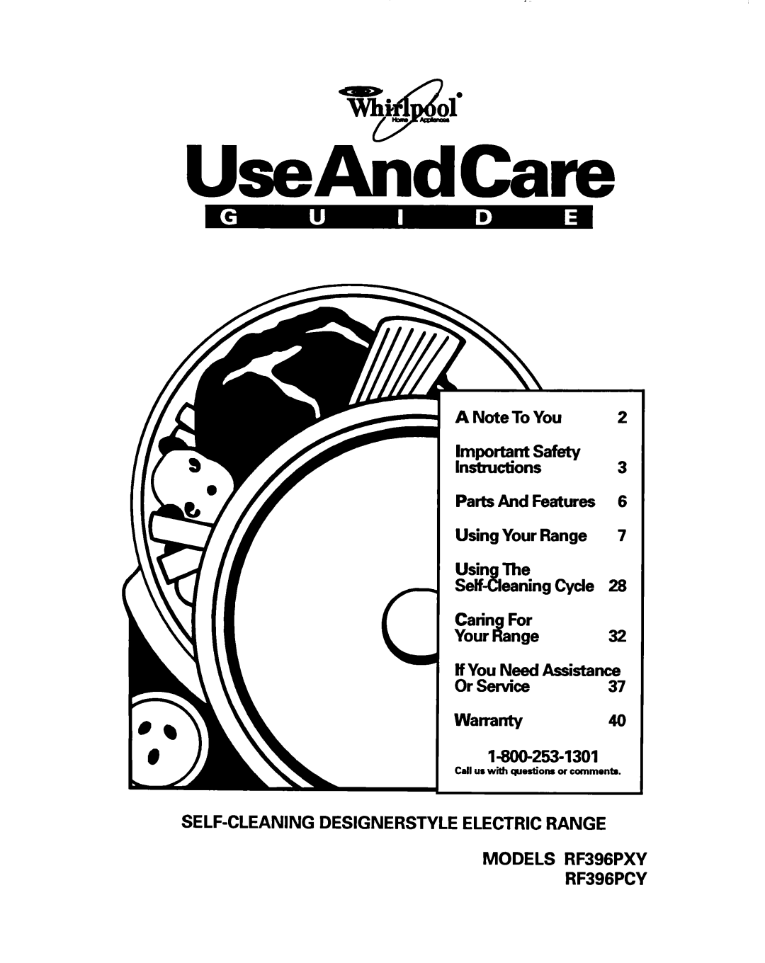 Whirlpool RF396PCY, RF396PXY manual ImportantSafety Instructions 