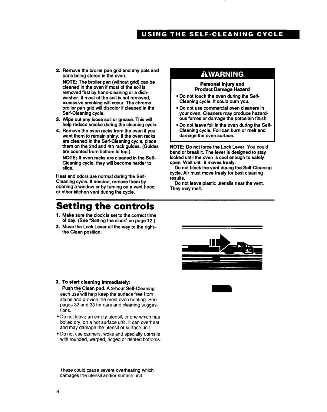 Whirlpool RF396PCY, RF396PXY manual Setting the controls 