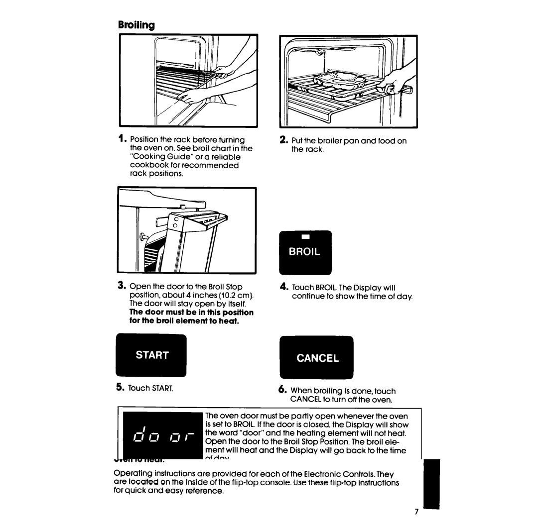 Whirlpool RF398PXP manual Broiling 