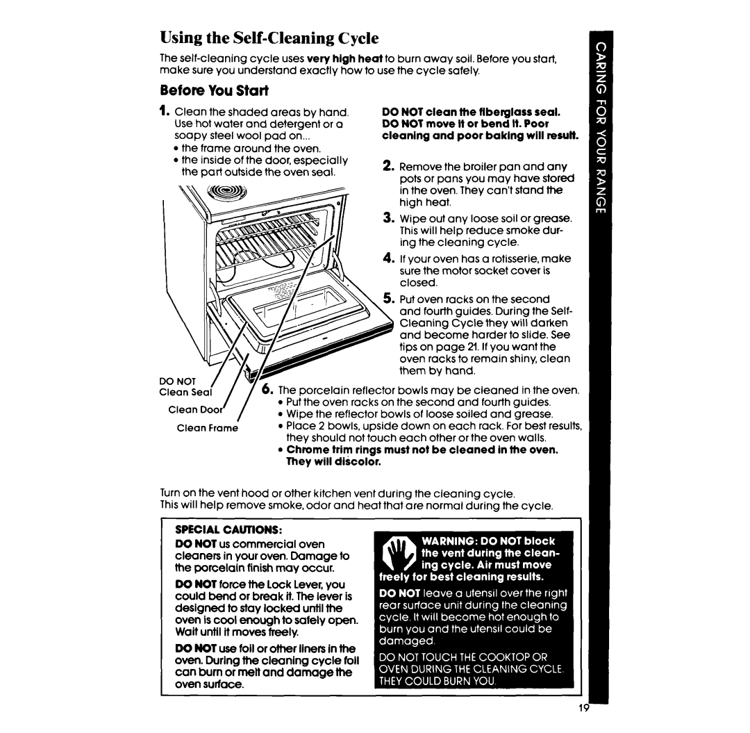 Whirlpool RF398PXP manual Using the Self-Cleaning Cycle, Before 