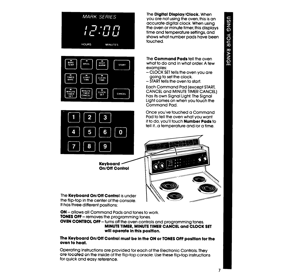 Whirlpool RF398PXP manual Keyboard On/Off Control 