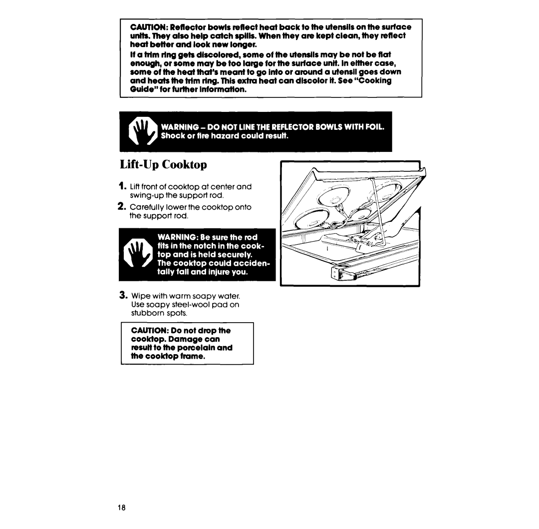 Whirlpool RF398PXP manual Lift-UpCooktop 