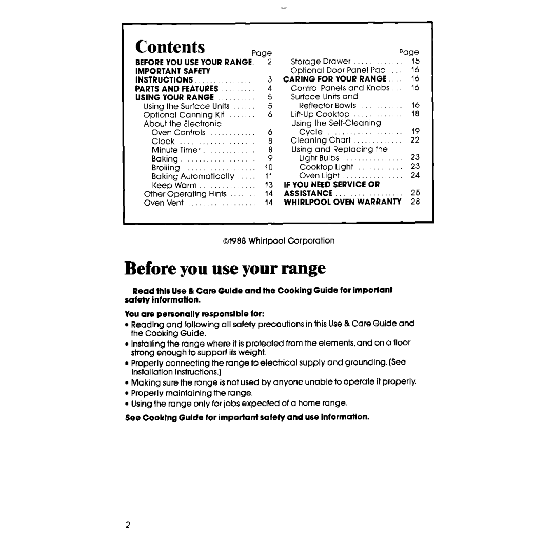 Whirlpool RF398PXV manual Before you use your range 