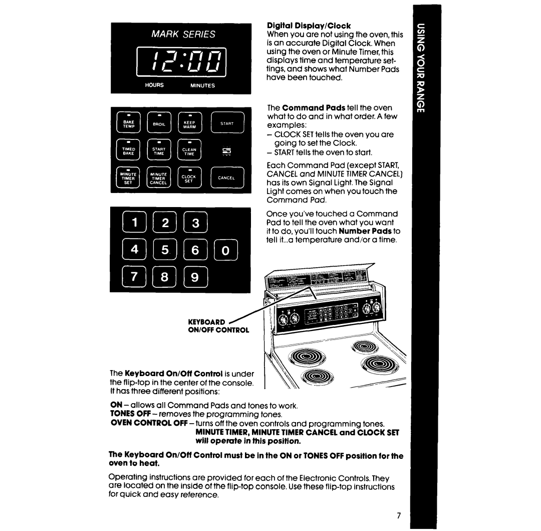 Whirlpool RF398PXV manual Digital Display/Clock, Keyboard 