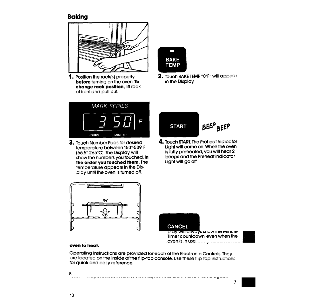 Whirlpool RF398PXW manual Baking 