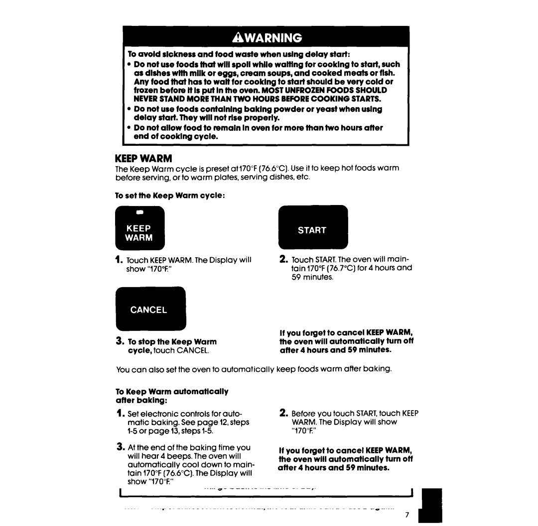 Whirlpool RF398PXW manual Keepwarm 