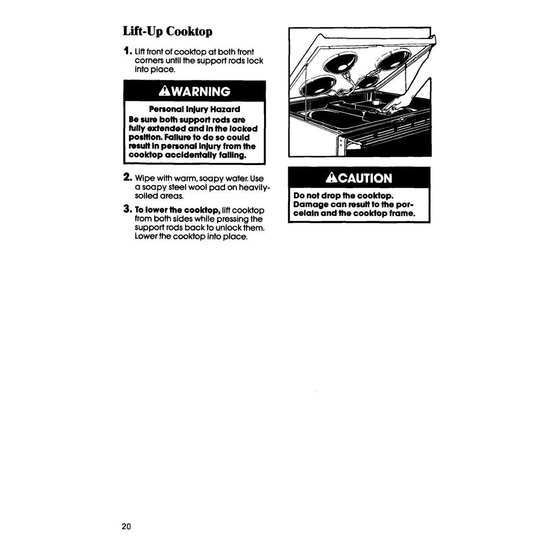 Whirlpool RF398PXW manual Lift-Up Cooktop 