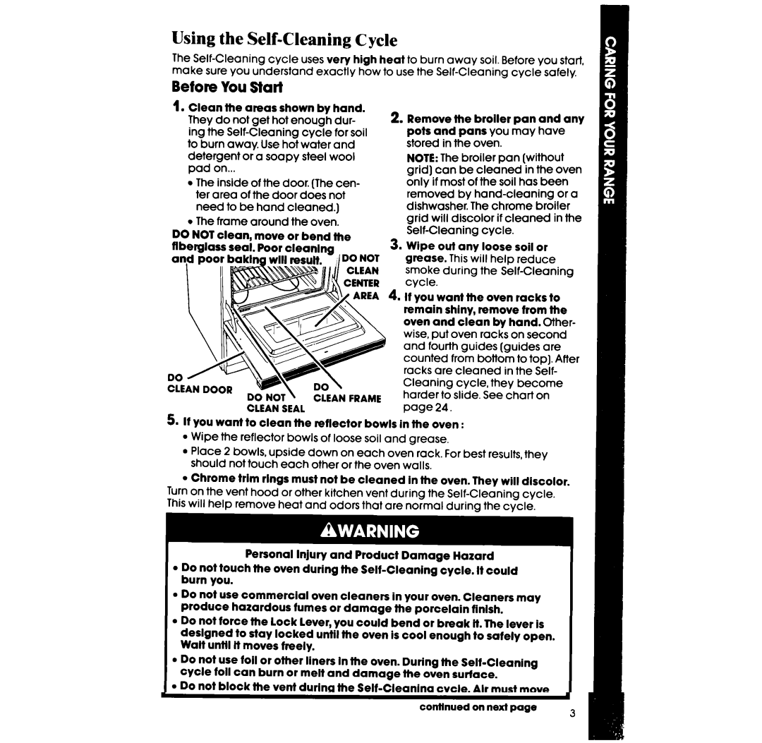 Whirlpool RF398PXW manual Using the Self-Cleaning Cycle, Before You Start 