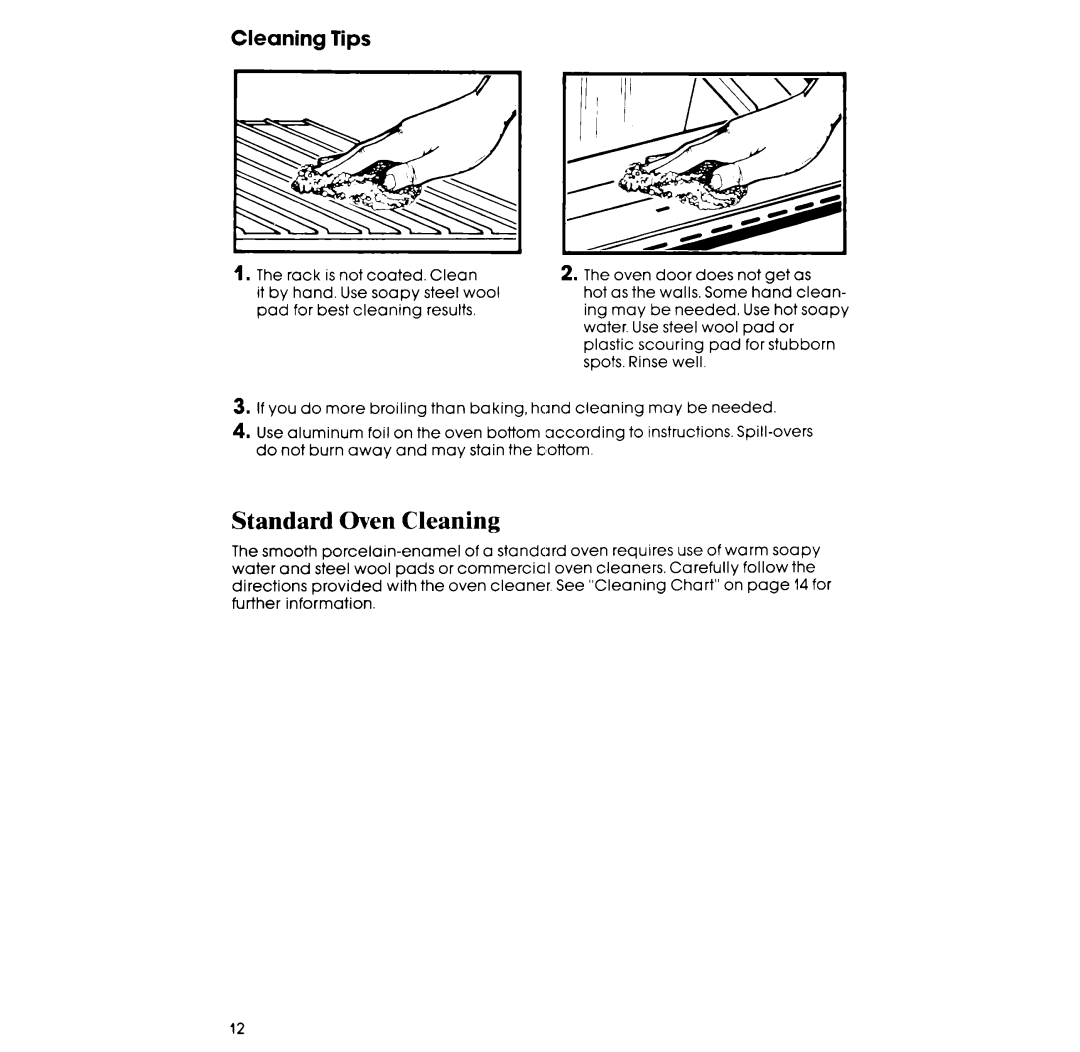 Whirlpool RF3OlOXP, RF32lOXP manual Standard Oven Cleaning, Cleaning Tips 