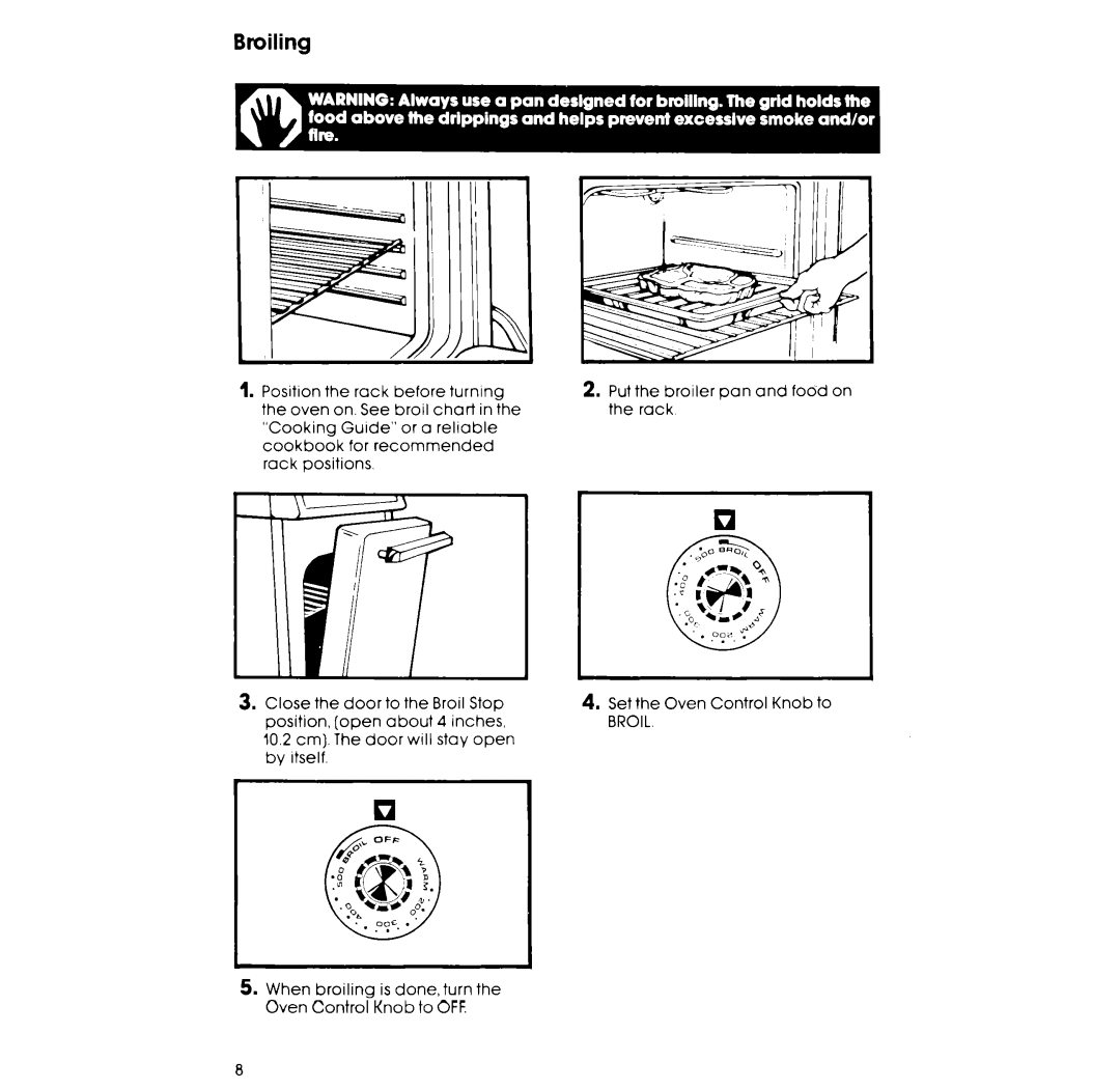 Whirlpool RF3OlOXP, RF32lOXP manual Broiling 