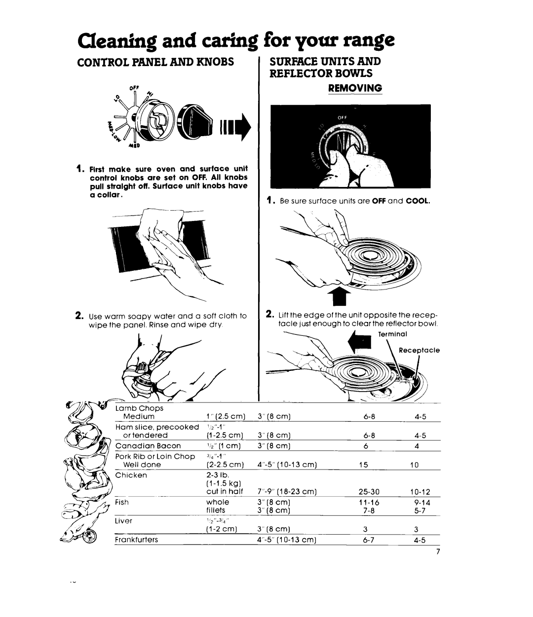 Whirlpool RF4400XL manual Cleaning and caring for your range 