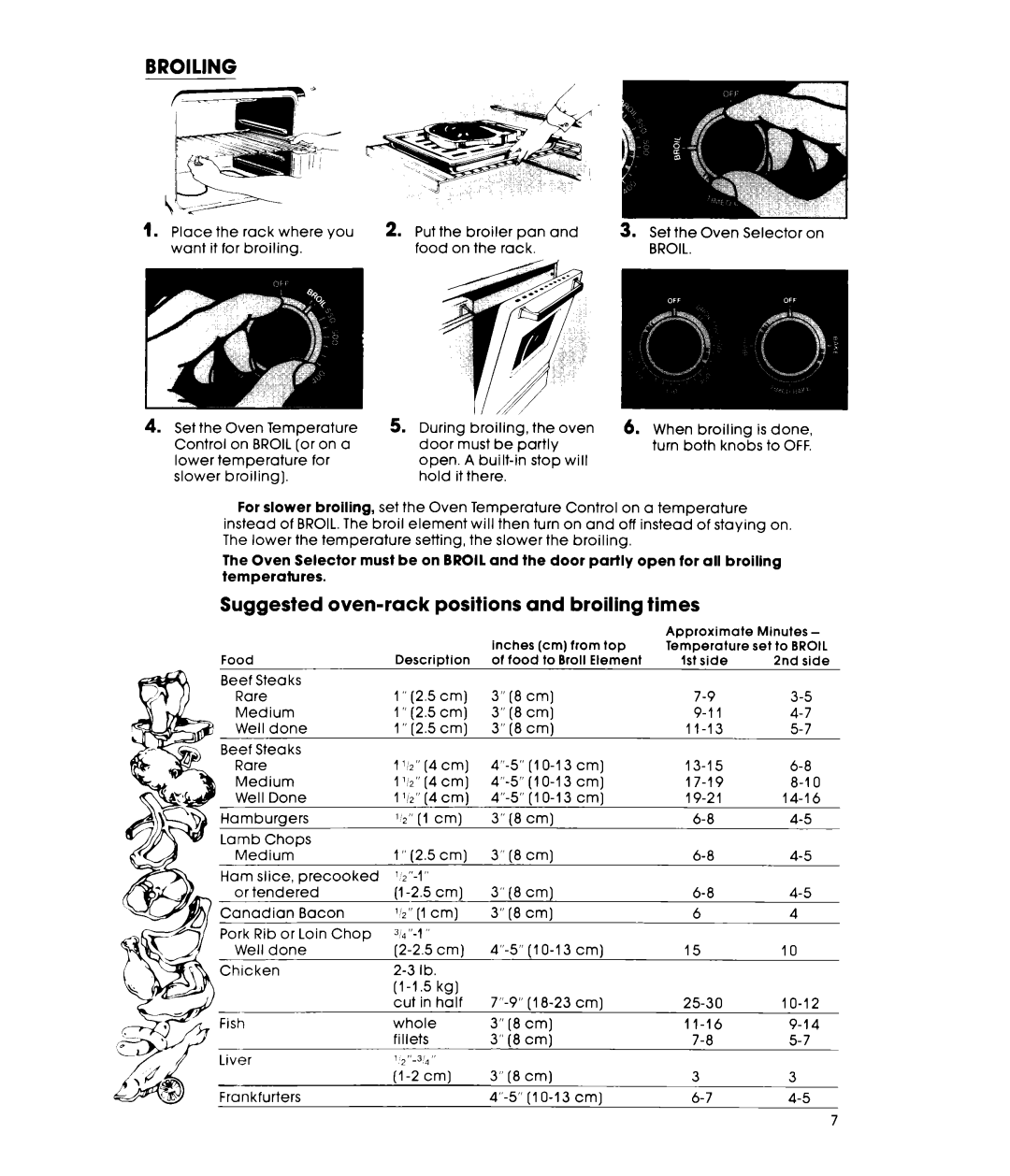 Whirlpool RF4400XL manual Broiling 