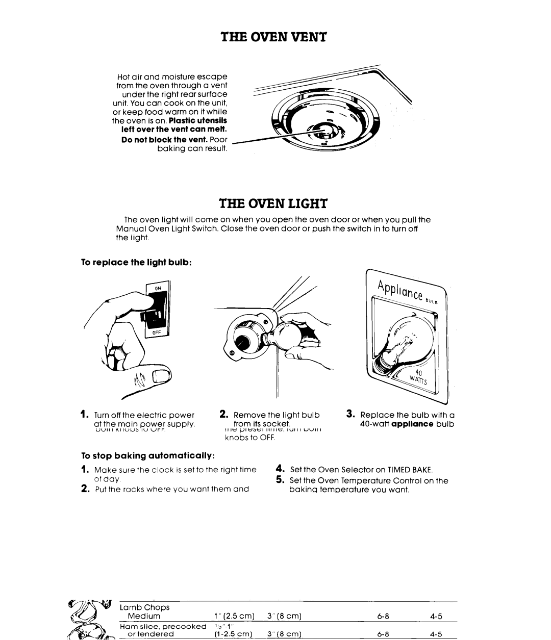 Whirlpool RF4400XL manual Oven Light, To replace the light bulb 