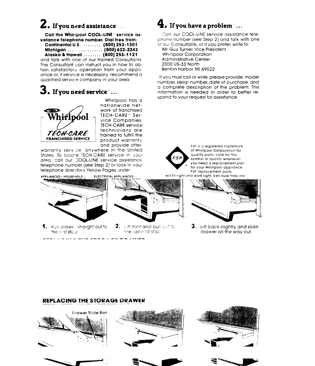 Whirlpool RF440XL manual If you ased assistance 