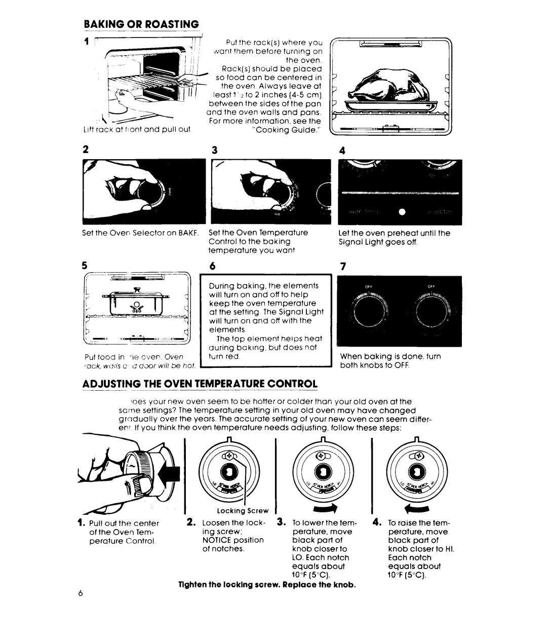 Whirlpool RF440XL manual Adjusting the Oven Temperature Control 