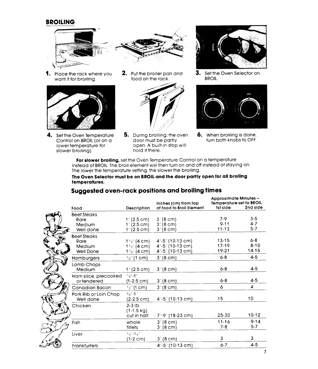 Whirlpool RF440XL manual Broiling, Suggested 