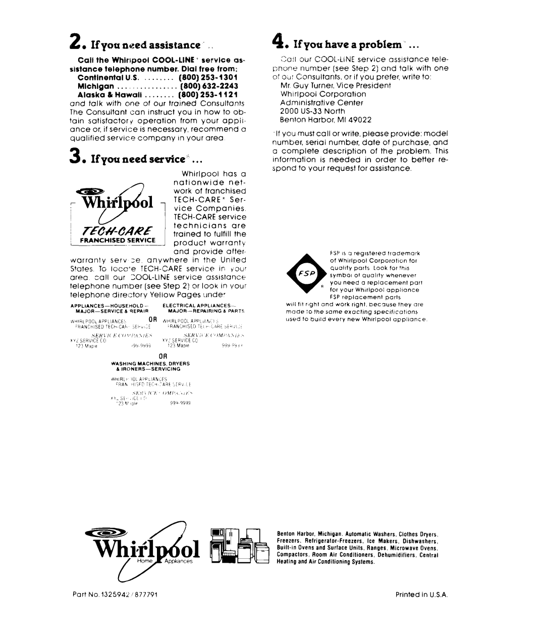 Whirlpool RF440XL manual If you ased assistance, need service’, If you have a problem, Ifyou 