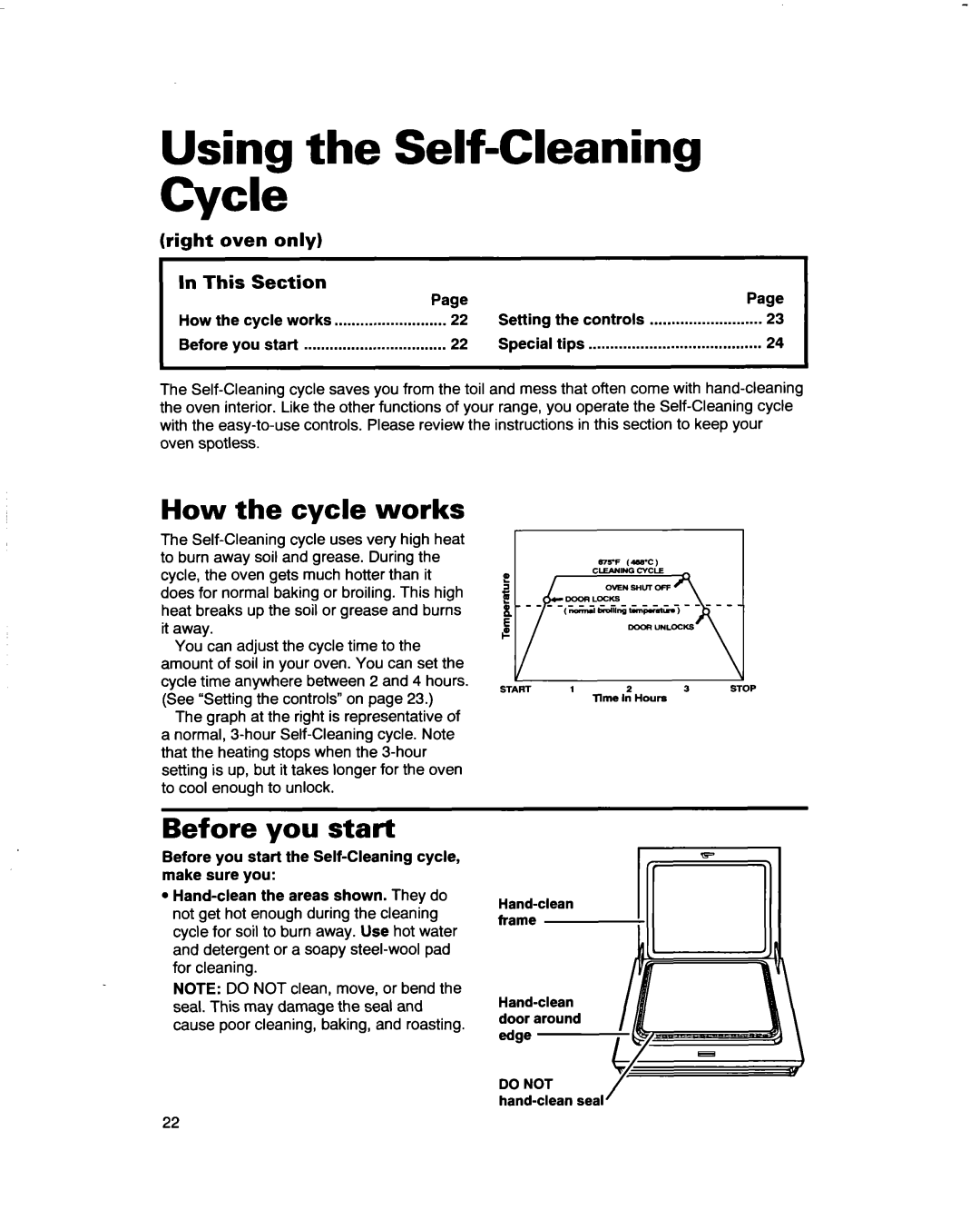 Whirlpool RF4700XB Using the Self-Cleaning Cycle, How the cycle works, Before you start, Right oven only This Section 