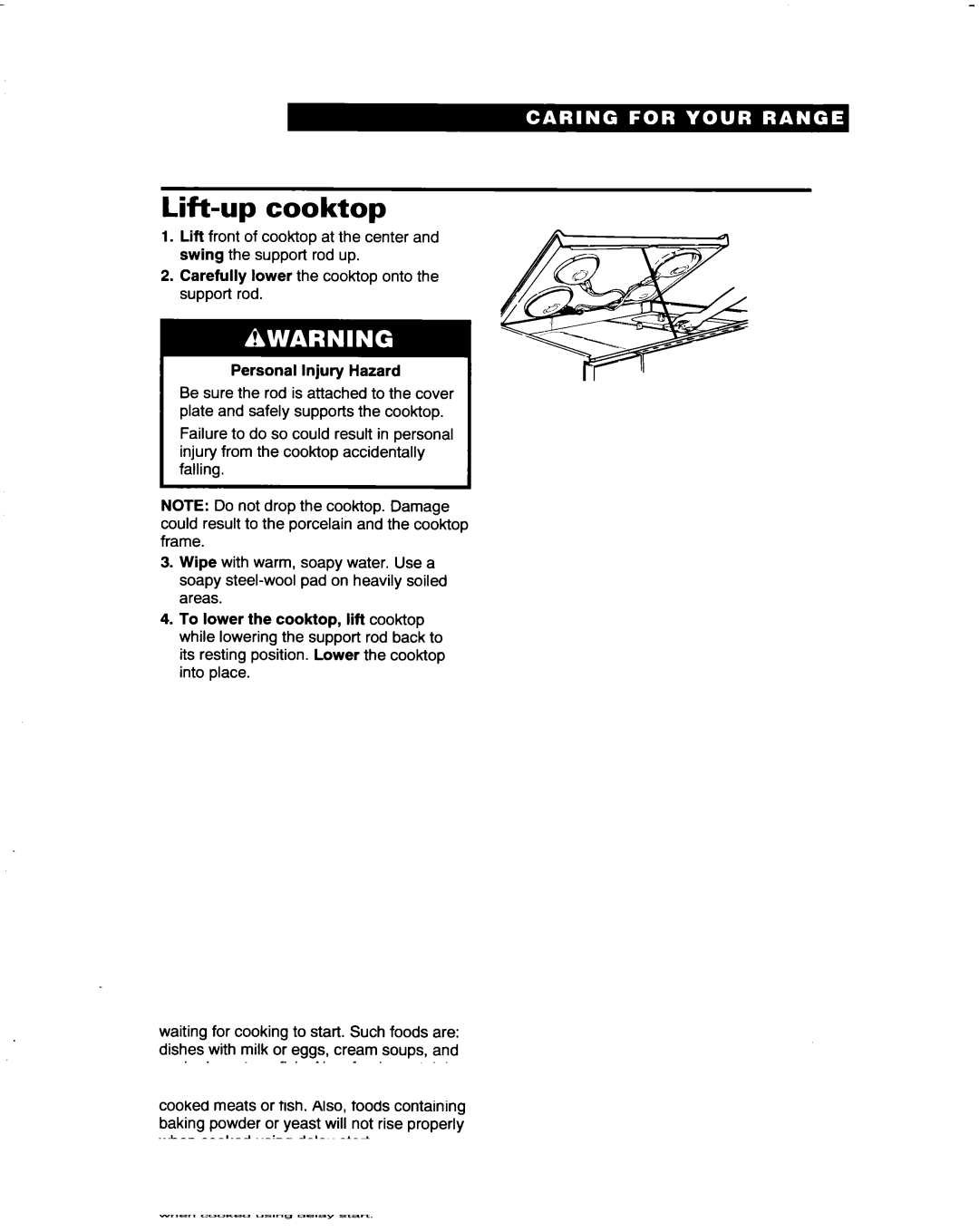 Whirlpool RF4700XB important safety instructions Lift-up cooktop 