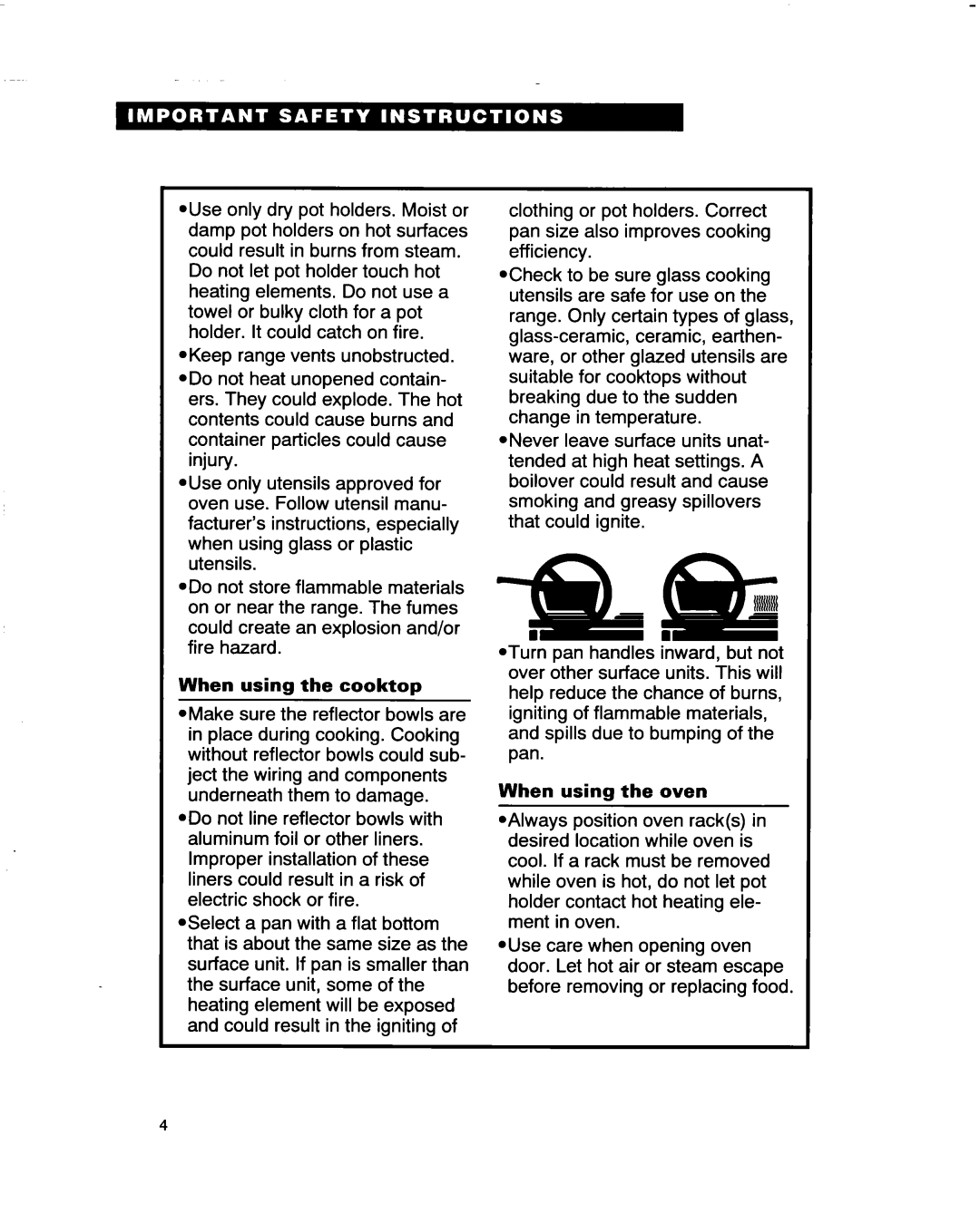 Whirlpool RF4700XB important safety instructions 