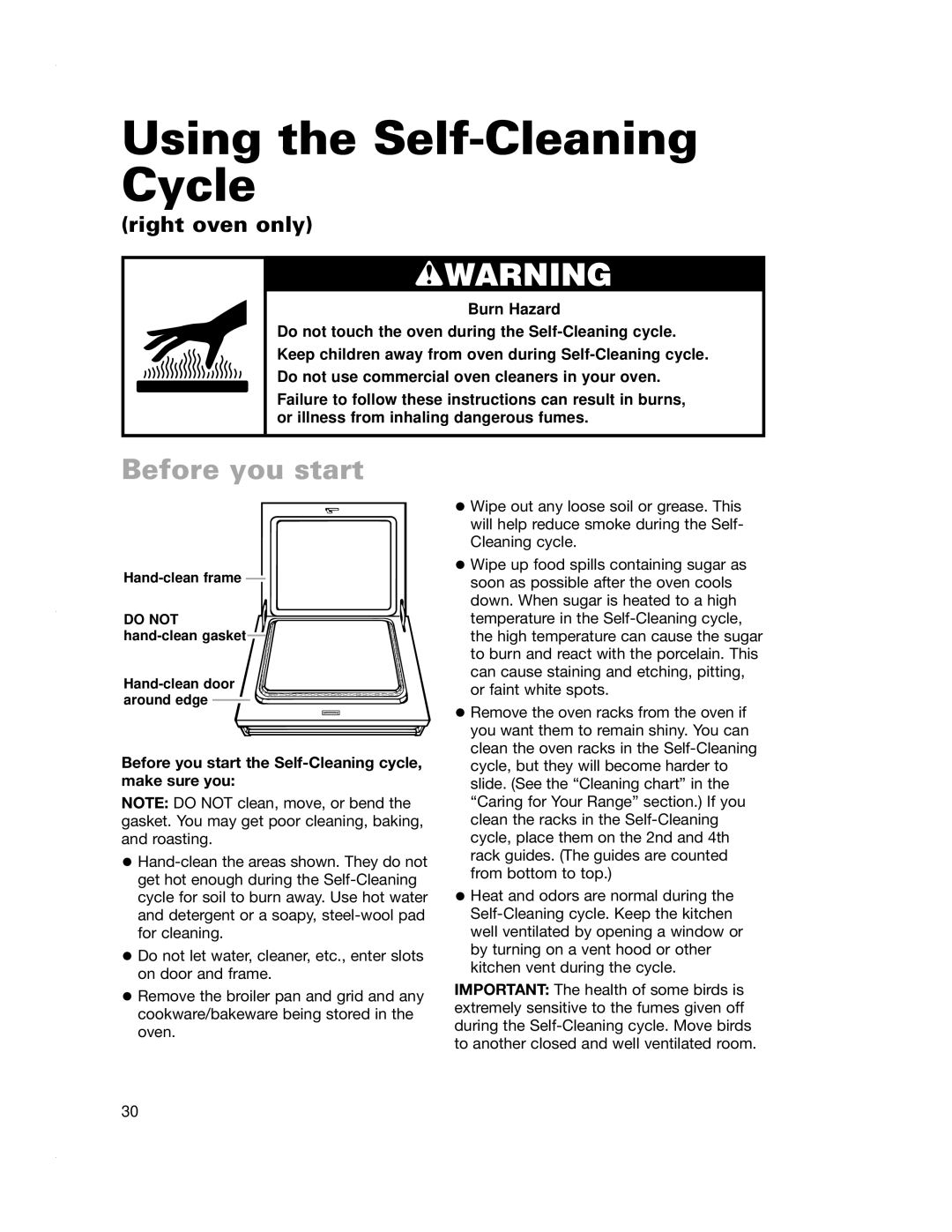 Whirlpool RF4700XE warranty Using the Self-Cleaning Cycle, Before you start 