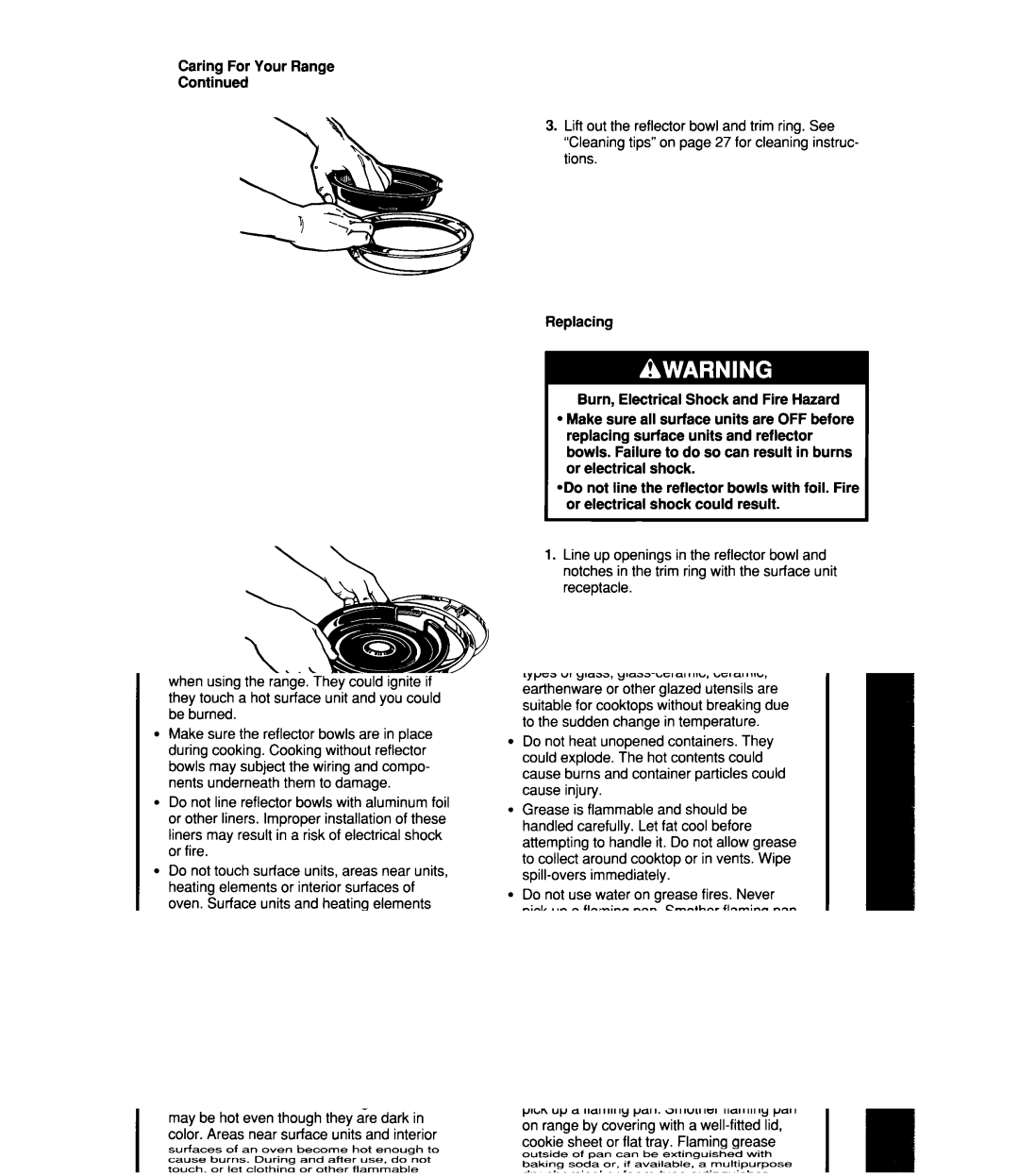 Whirlpool RF4700XW manual Caring For Your Range 