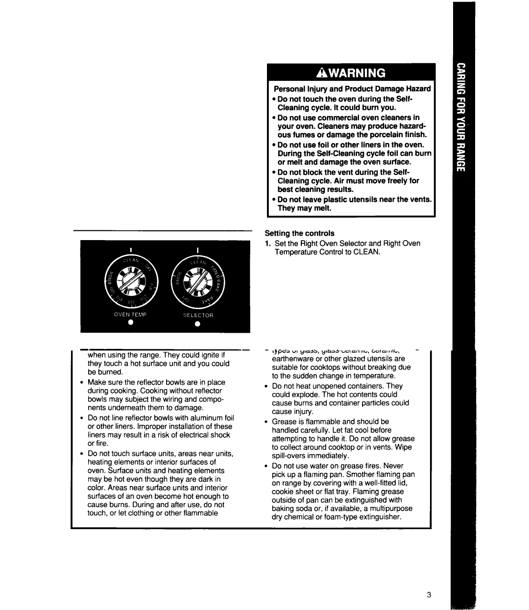 Whirlpool RF4700XW manual Personal Injury and Product Damage Hazard 