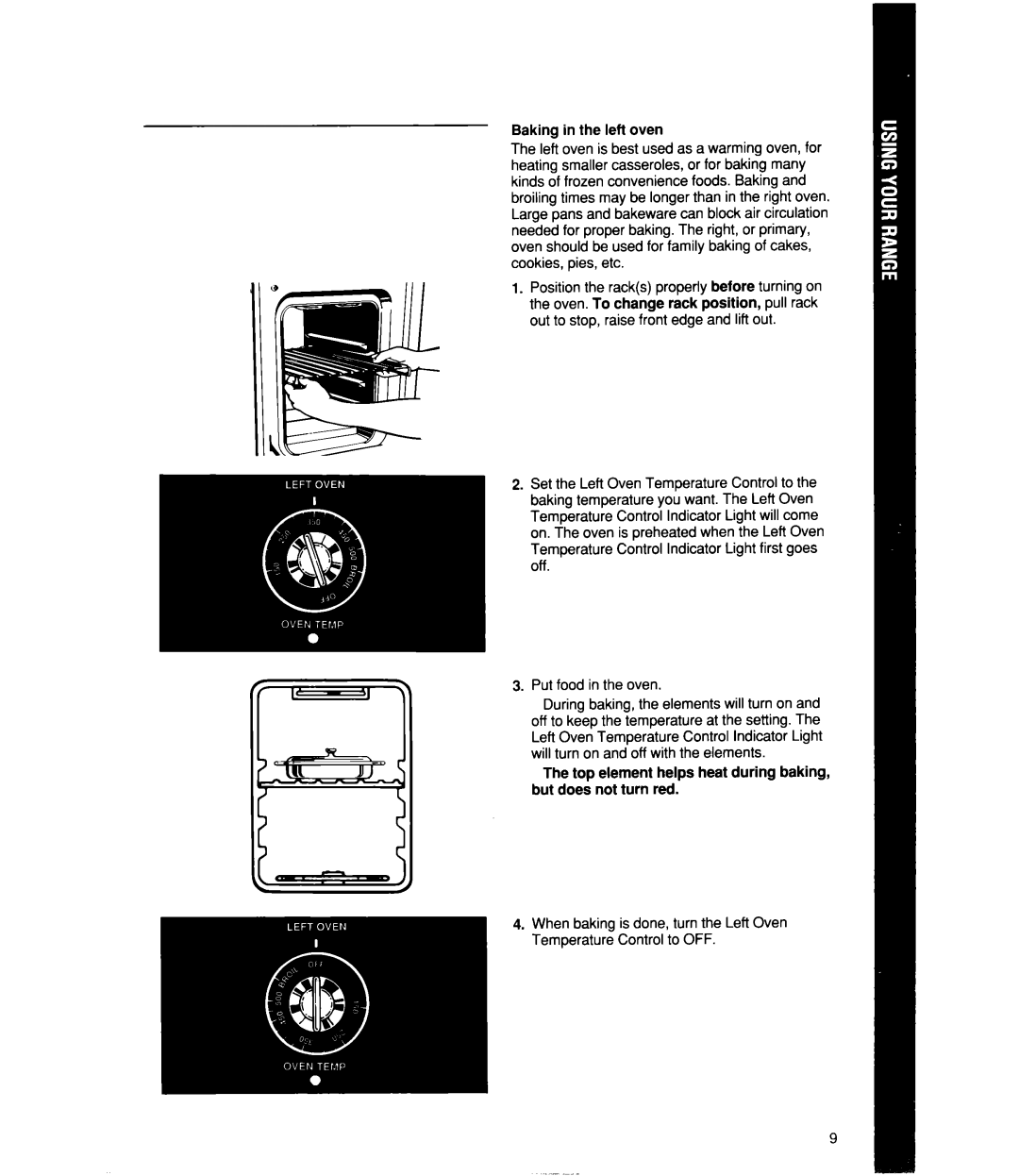 Whirlpool RF4700XW manual Baking in the left oven 