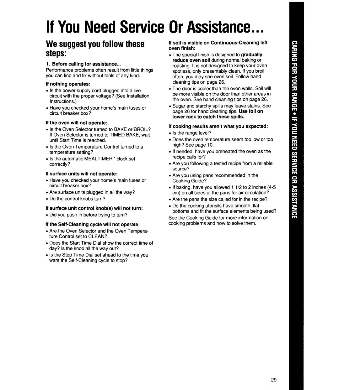 Whirlpool RF4700XW manual If YouNeedServiceOrAssistance, We suggest you follow these steps, Before calling for assistance 