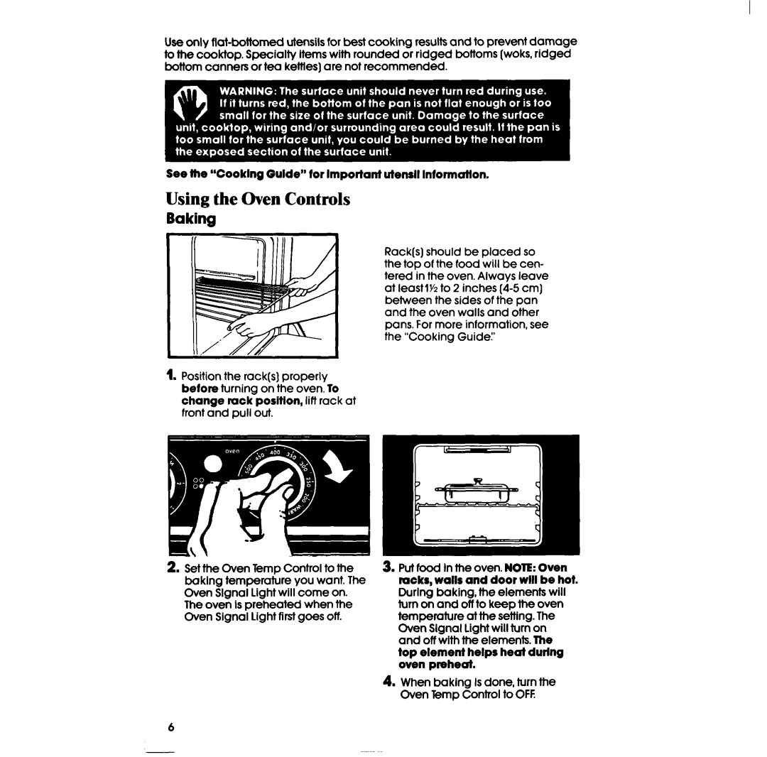 Whirlpool RFOIOOXR, RFOIOEXR manual Using the Oven Controls Baking 