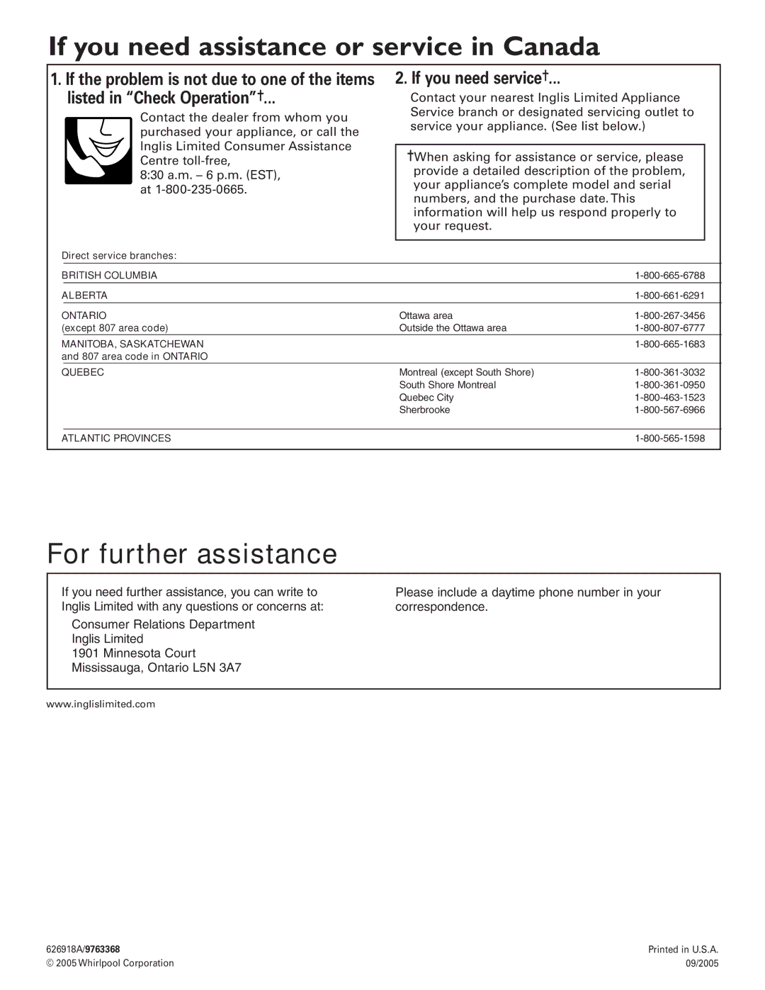 Whirlpool RH3730 Series, RH3736 Series installation instructions Listed in Check Operation, If you need service 