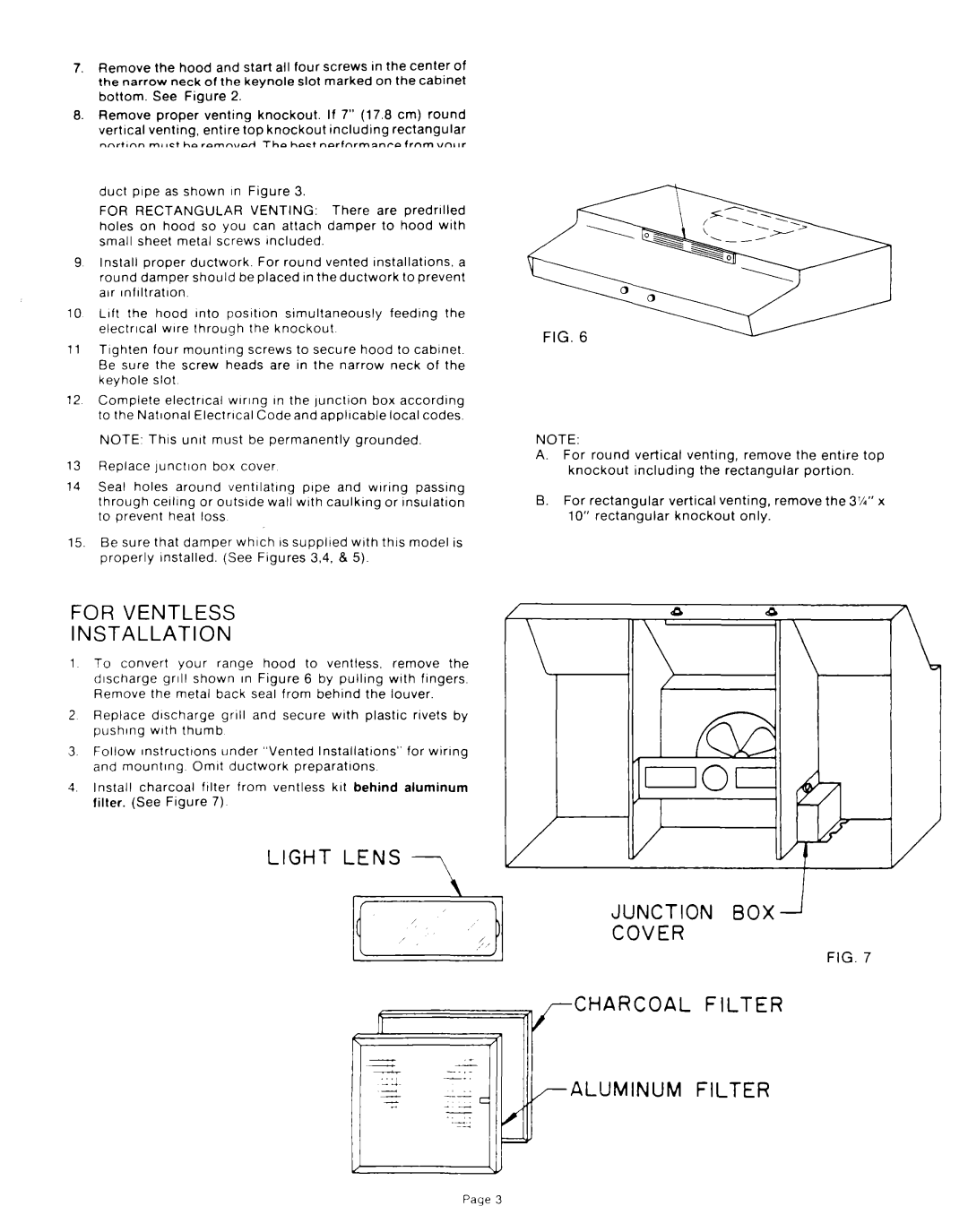 Whirlpool RH4300XL manual For Ventless Installation 