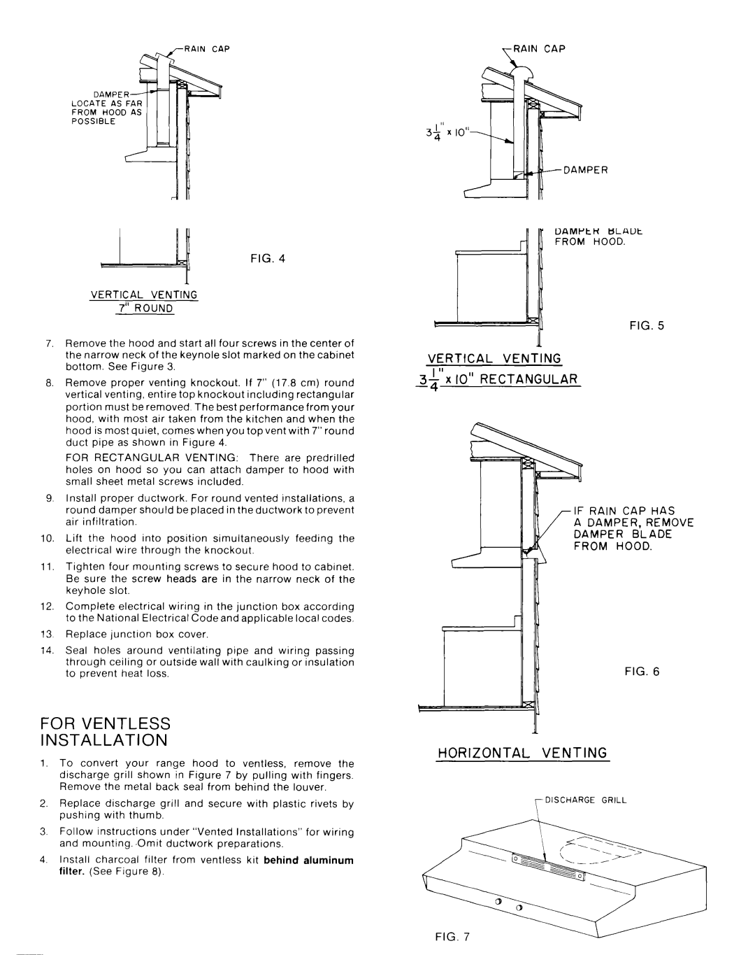 Whirlpool RHH 4300 operating instructions For, Installation, From Hood 