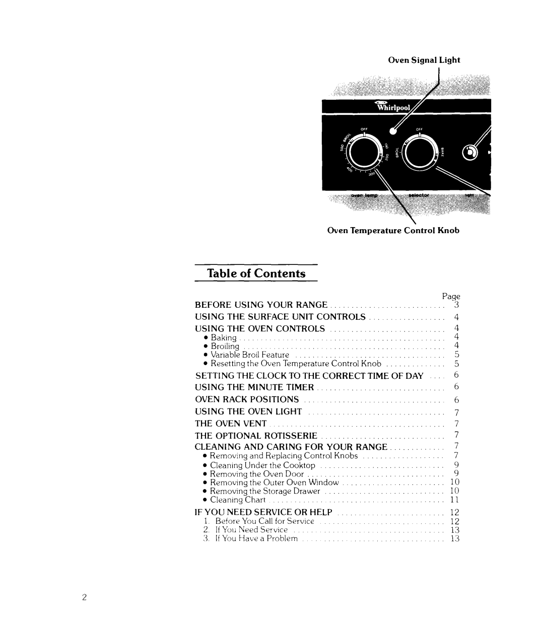 Whirlpool RJE-3100, RJE-313P warranty Contents 