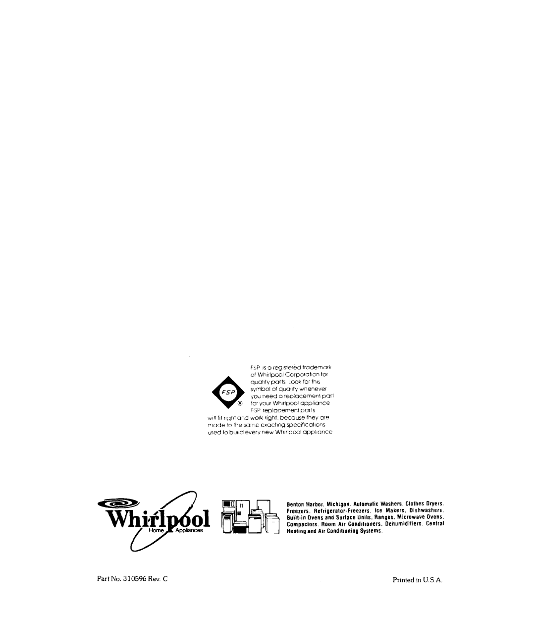 Whirlpool RJE-3165 manual of Whrrlpcol Corpomtlon lor 