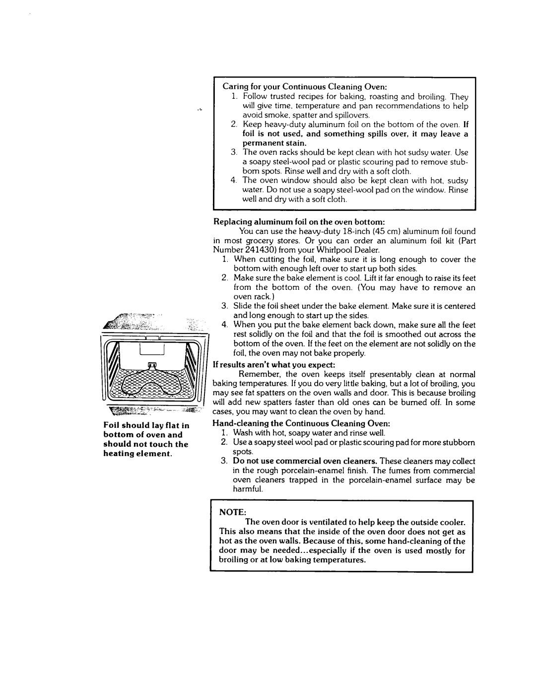 Whirlpool RJE-3300 manual Caring for your Continuous Cleaning Oven, If results aren’t what you expect 