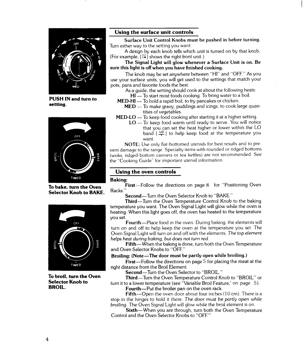 Whirlpool RJE-3365 manual Med-Hi, Med-Lo, Broil 