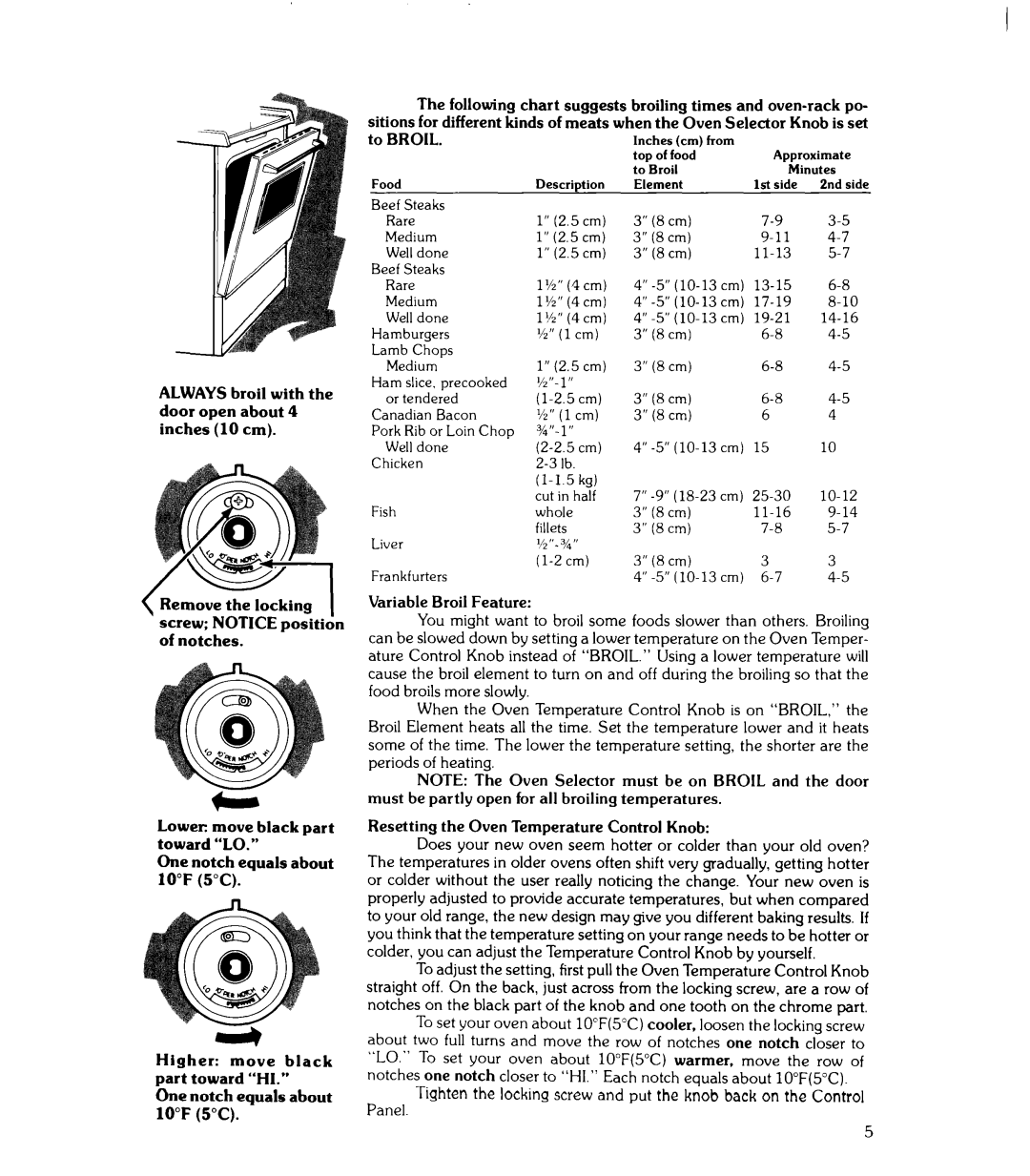 Whirlpool RJE-3365 manual Broil Feature 