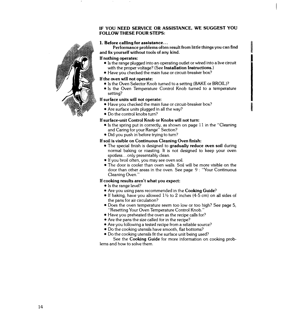 Whirlpool RJE-3365 manual Before calling for assistance 