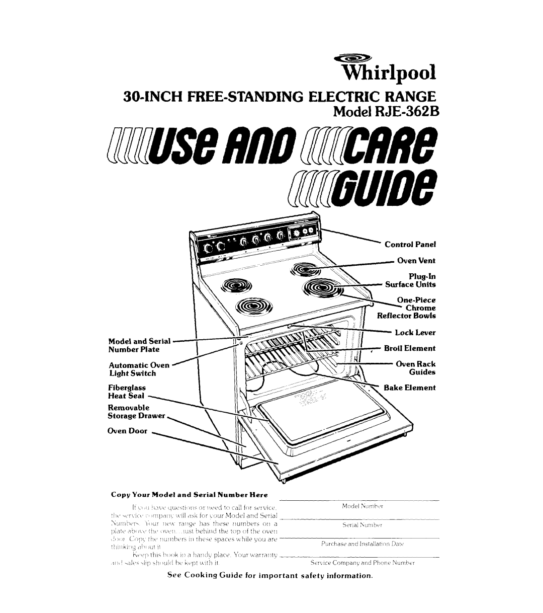 Whirlpool RJE-362B manual Ehpool 