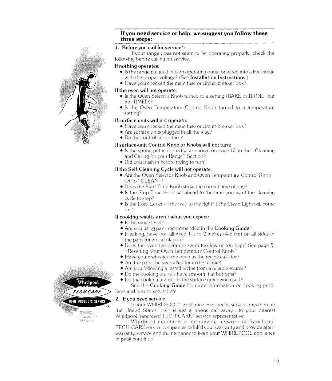 Whirlpool RJE-362B manual 