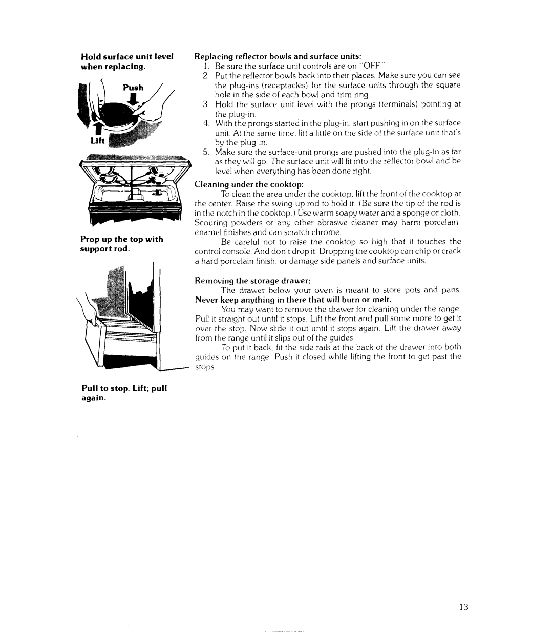 Whirlpool RJE-385P manual Removing the storage drawer 