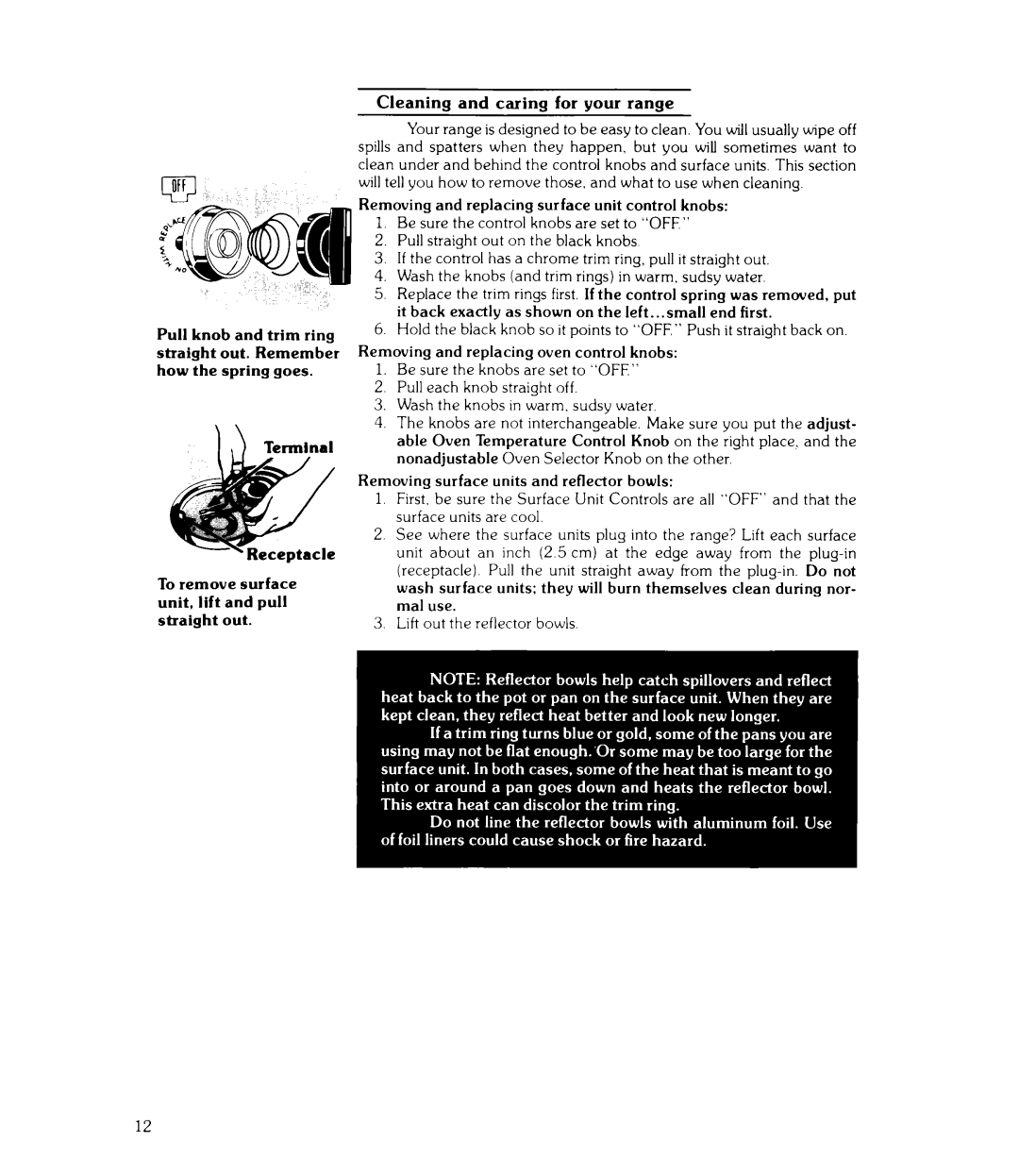 Whirlpool RJE-395P, RJE-390P manual Removing and replacing oven control knobs 