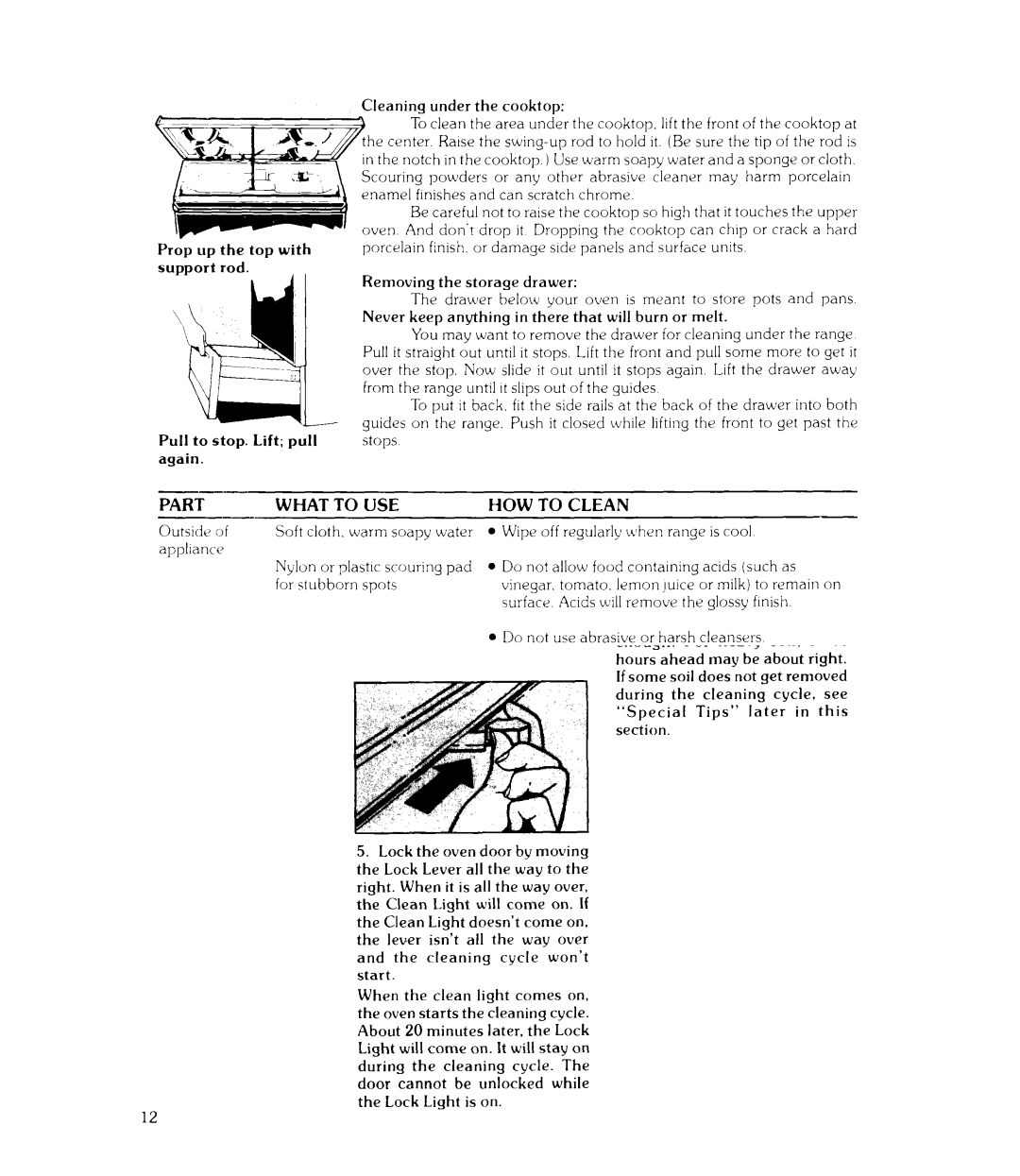 Whirlpool RJE-960P, RJE-963PP manual ‘, Part What to USE HOW to Clean, Surface. Acids will remove the glossy ftnish 